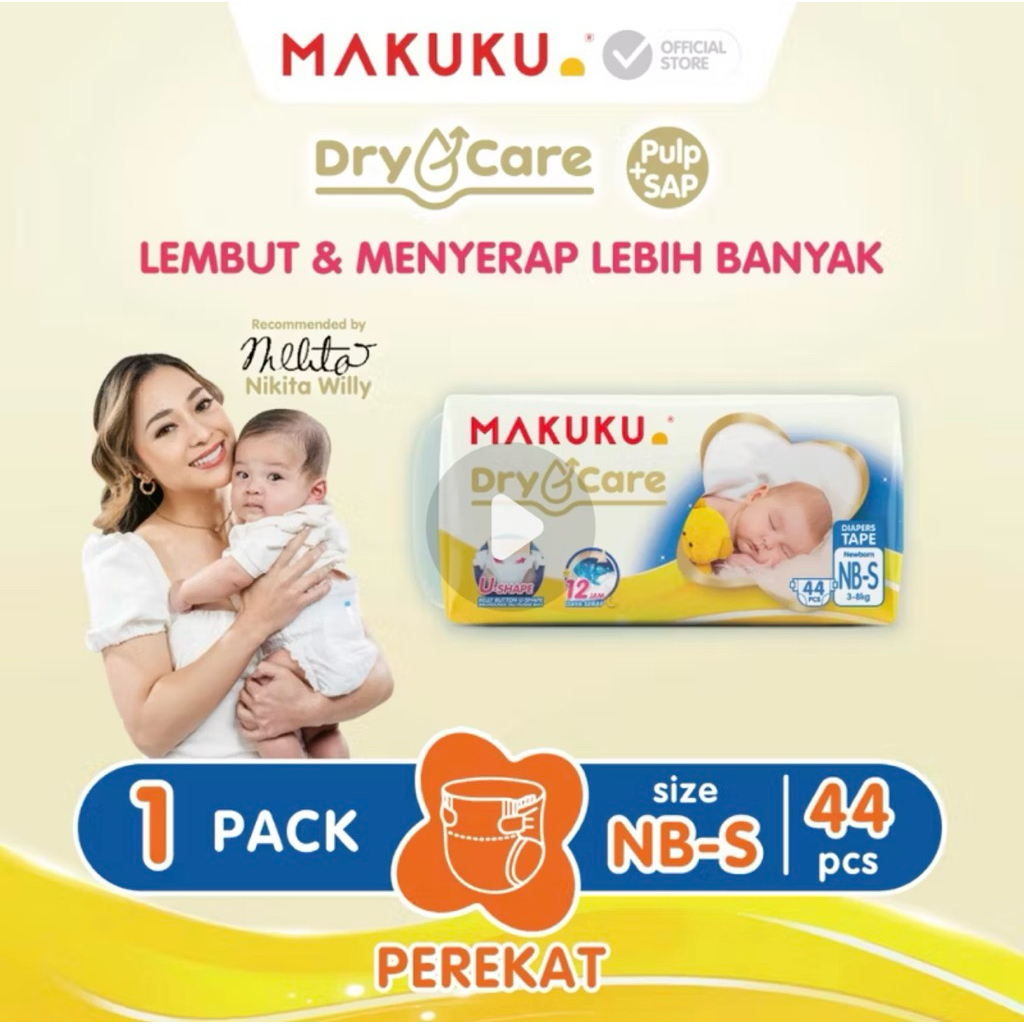 MAKUKU DRY CARE PEREKAT SIZE NB-S 44 #popok#makuku#pekanbaru