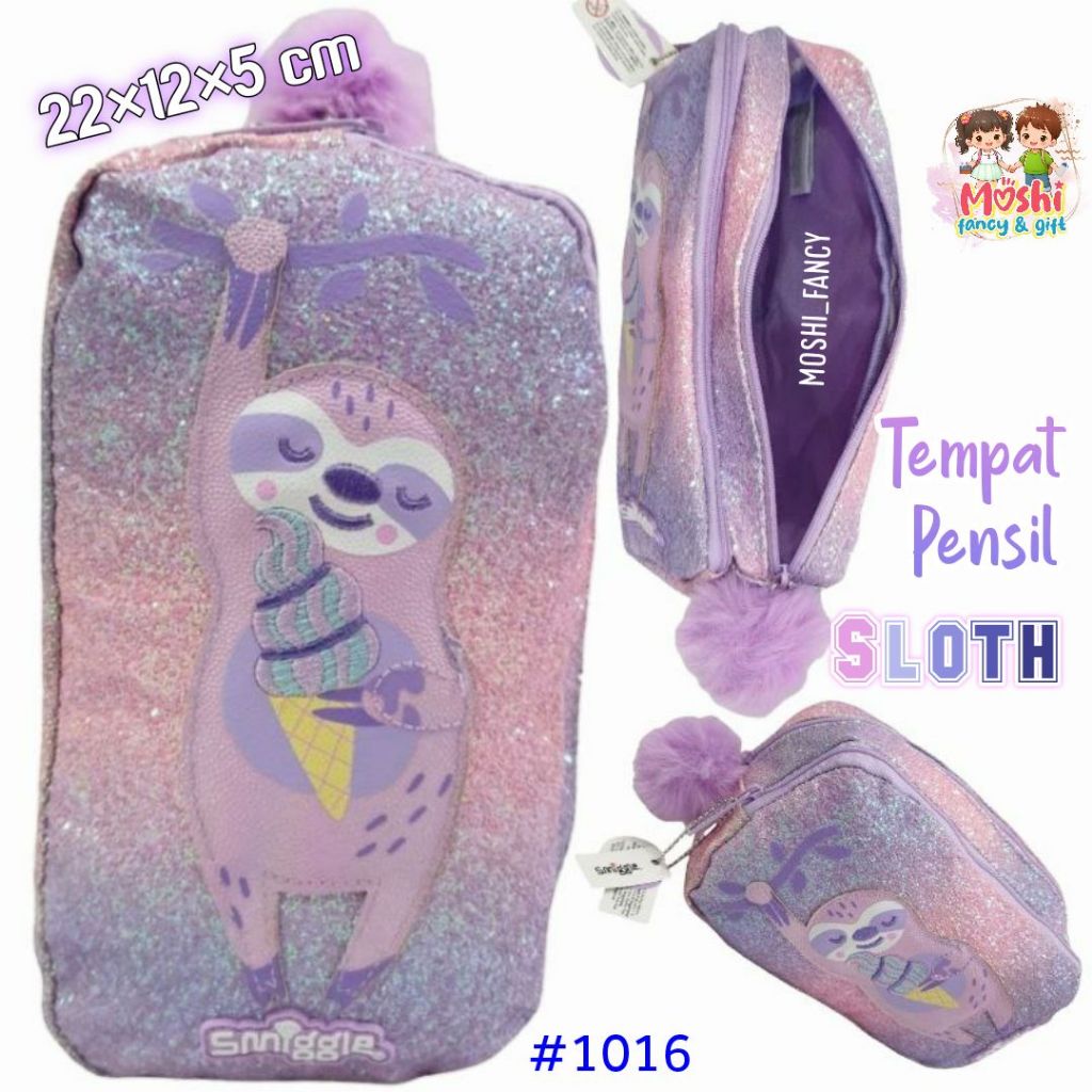 Tempat Pensil Sloth Purple / Pencil Case Sloth / Tempat Alat Tulis Sloth Purple Anak Perempuan