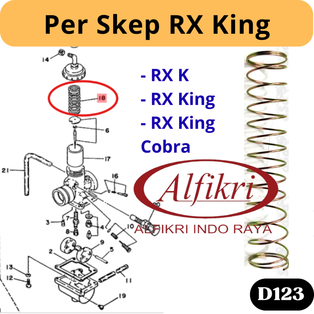 D123 Pir Peer Spring Sekep Gas Vacum Vakum Karburator Koil Yamaha RX K RX King Cobra - Per Skep RX K