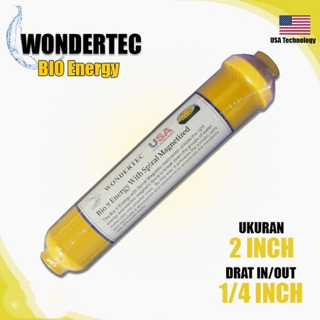 Wondertec Bio Energy Filter RO Akhir Dengan Spiral Magnetic Ukuran 2 Inch Drat In/Out 1/4 Inch USA T