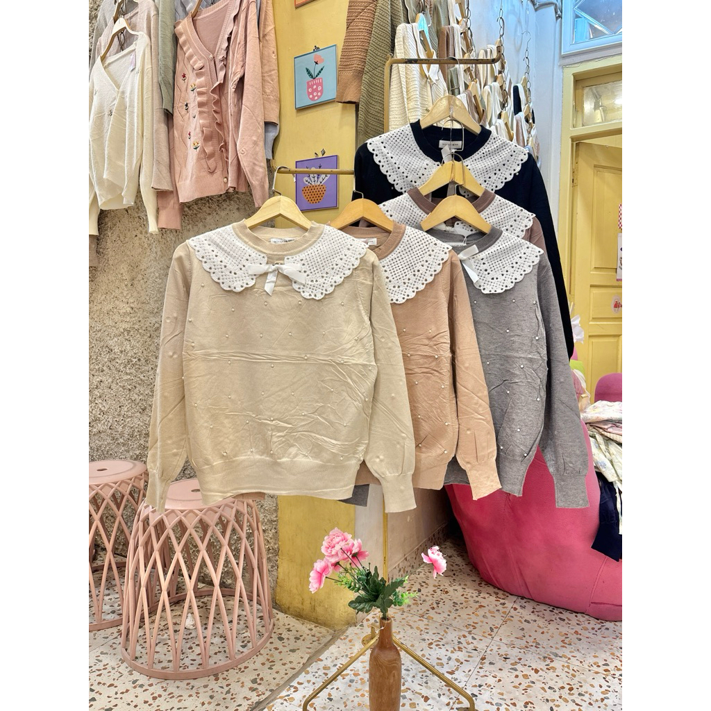 atasan rajut mute renda