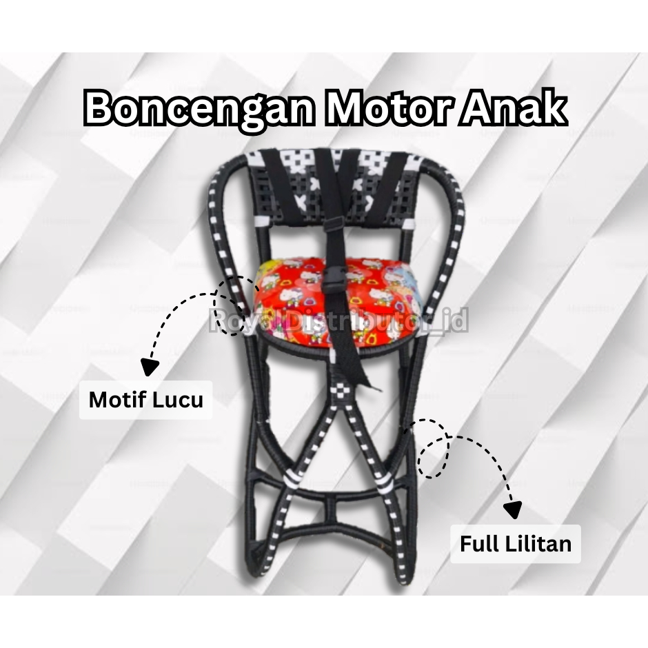 Full Lilitan Motif Lucu Kursi Anak Bangku Rotan Boncengan Bayi dan Balita Motor Matic Beat Vario Mio