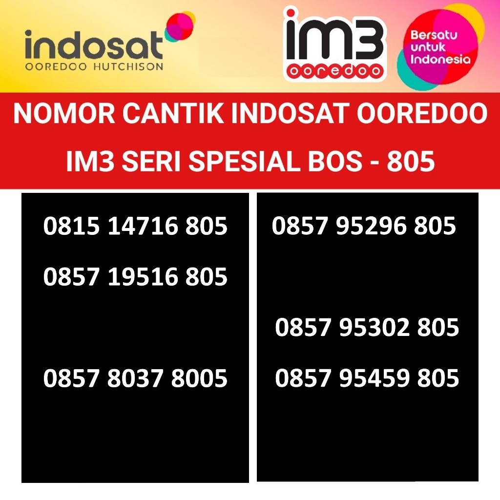 nomer cantik kartu perdana im3 indosat ooredoo nomor BOS 805