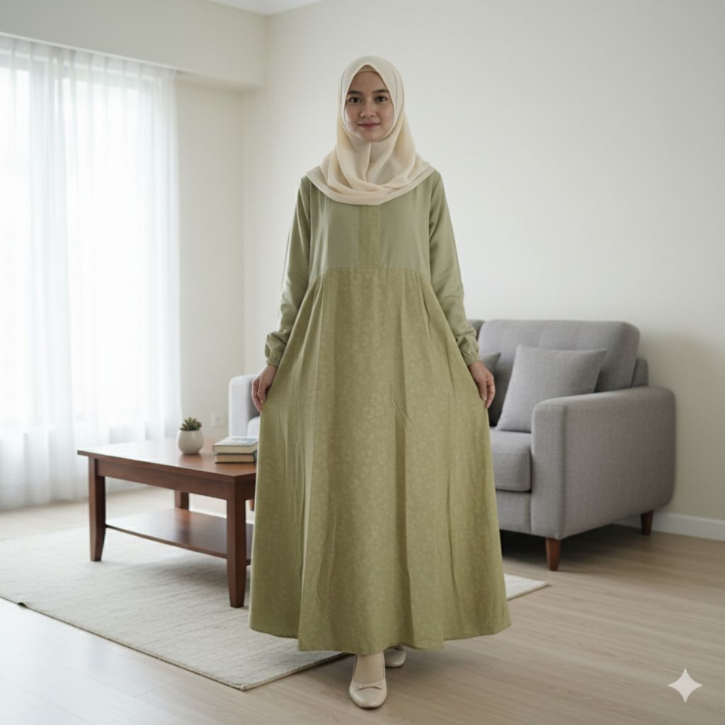 [PRELOVED] Gamis corduroy sage