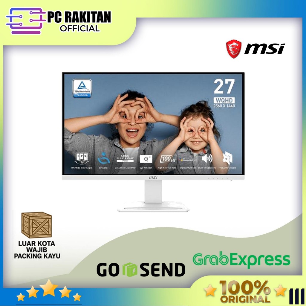 MSI MONITOR 27 INCH OFFICE PRO MP273QW E2 IPS WQHD 2K 1440P 1MS 100HZ HDR 400 SPEAKER WHITE 3Y