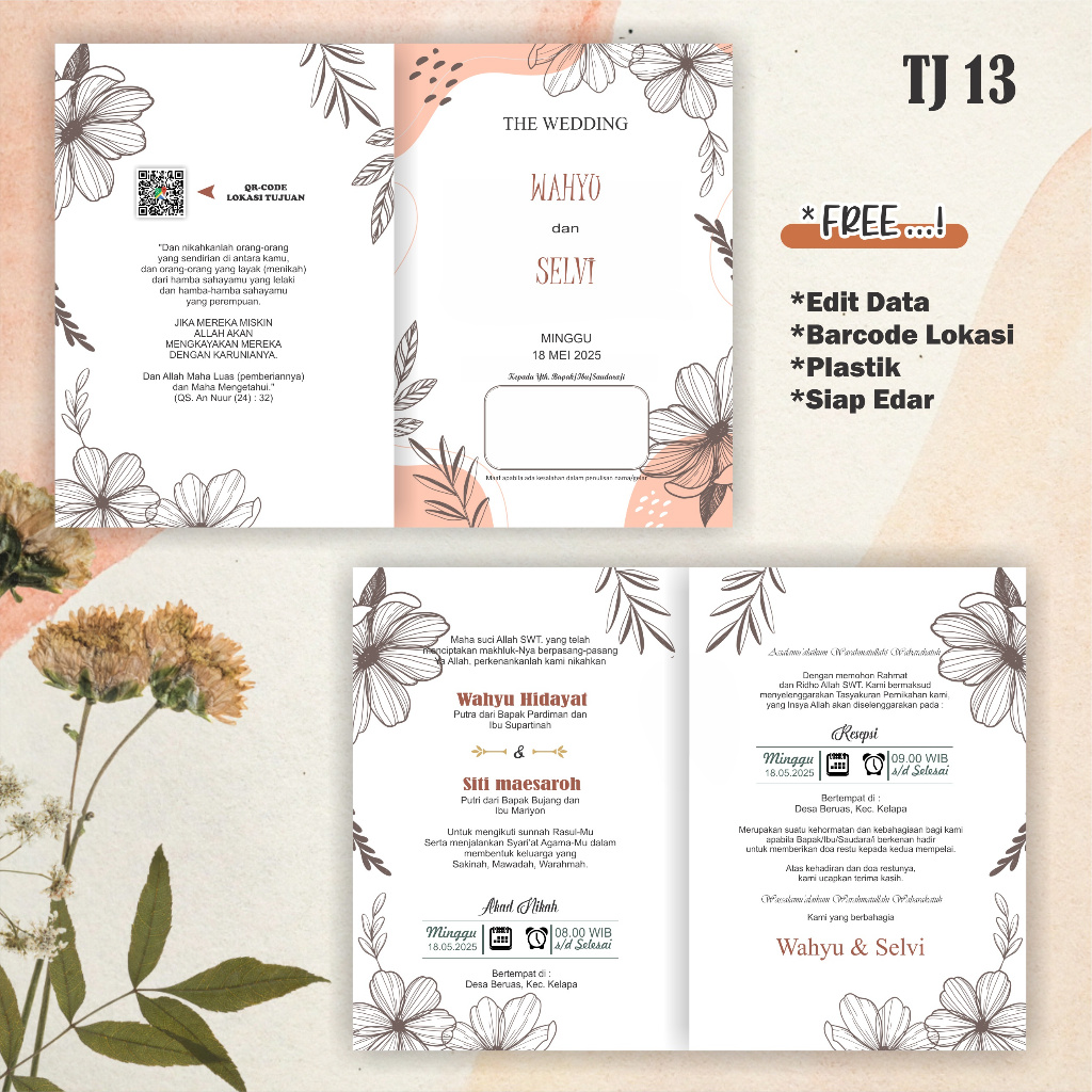 Cetak Undangan Pernikahan Rustic, Cetak Undangan Simple