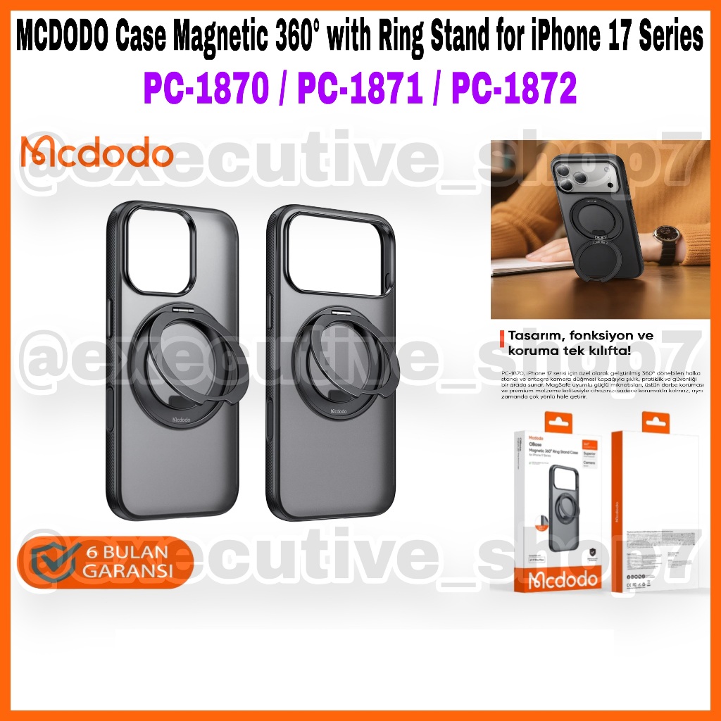 MCDODO Case Magnetic 360° with Ring Stand for Ip 17 Series - PC-1870 / PC-1871 / PC-1872