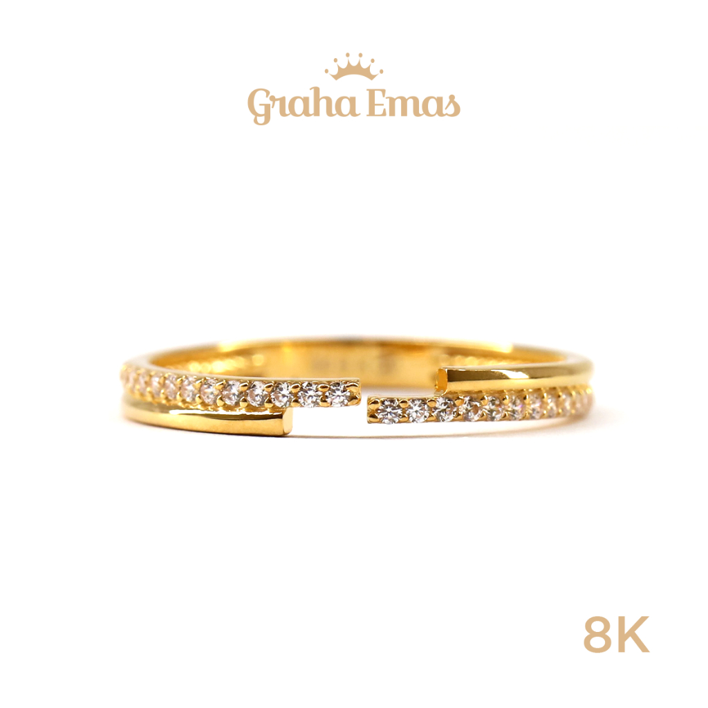 Graha Emas Cincin Emas Kuning Listring 8K - Yellow Gold Ring Listring Model 8ct [ 01DU ]
