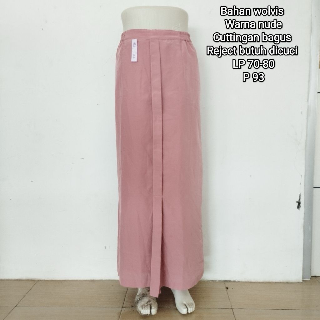 rok preloved maxi lipit panjang dusty pink lipit wolfis