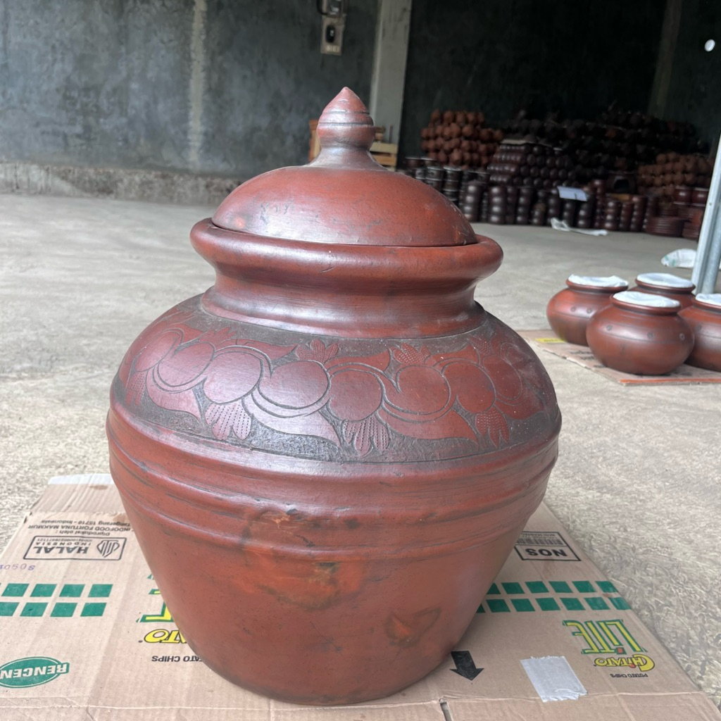 Gentong 25L Besar Jumbo Wadah Air Beras Gerabah Tanah Liat