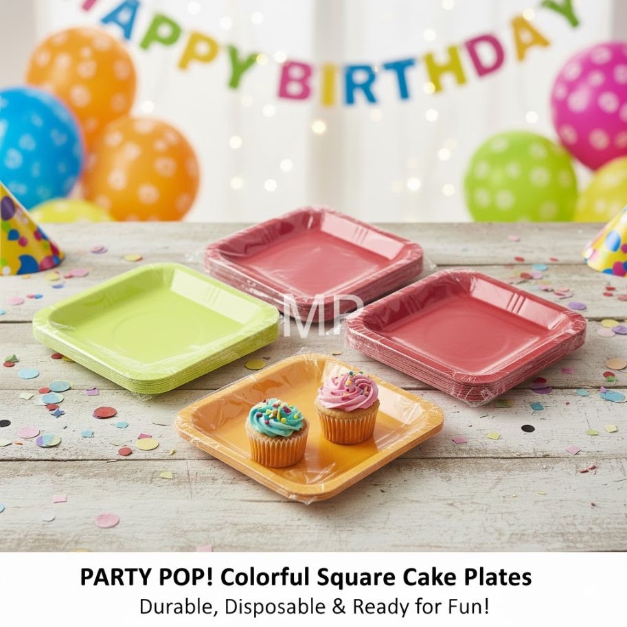Piring Segi 4 Warna/Piring LX 1/ Piring Mika Warna/ Piring Plastik Warna/Piring Kue Warna LK