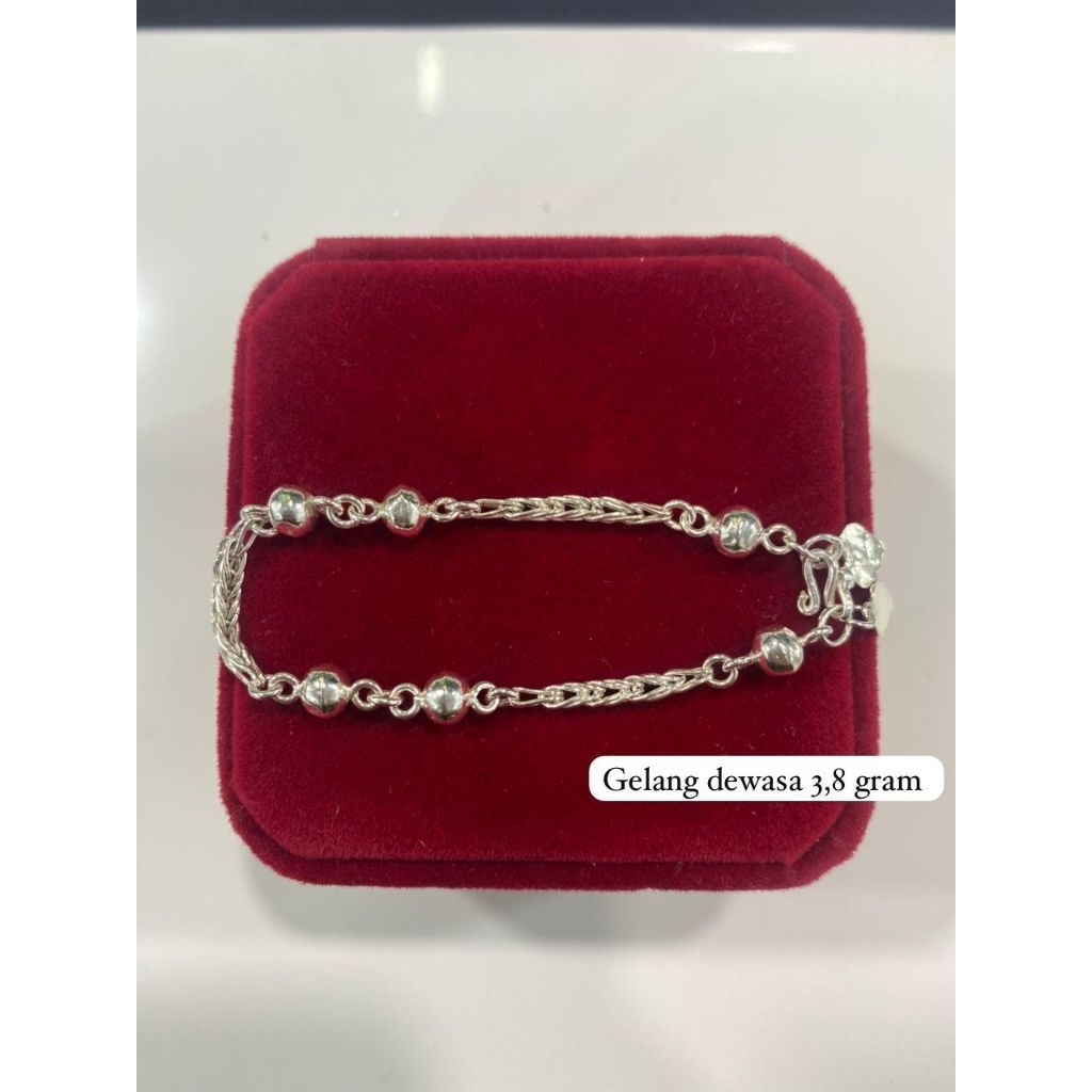 Gelang Perak Dewasa 925 Asli Bulat Padi