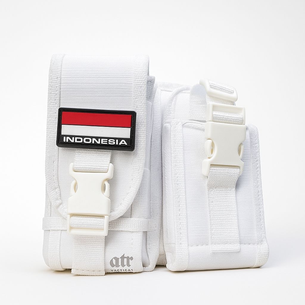 sarung hp pinggang tempat ht putih paket sarung hp + ht COD