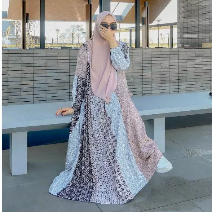 GAMIS BASIC ETHNIC 01 RAYON BY ZAFEETRI (GAMIS SAJA) // GAMIS SYARI RAYON MOTIF ETNIK