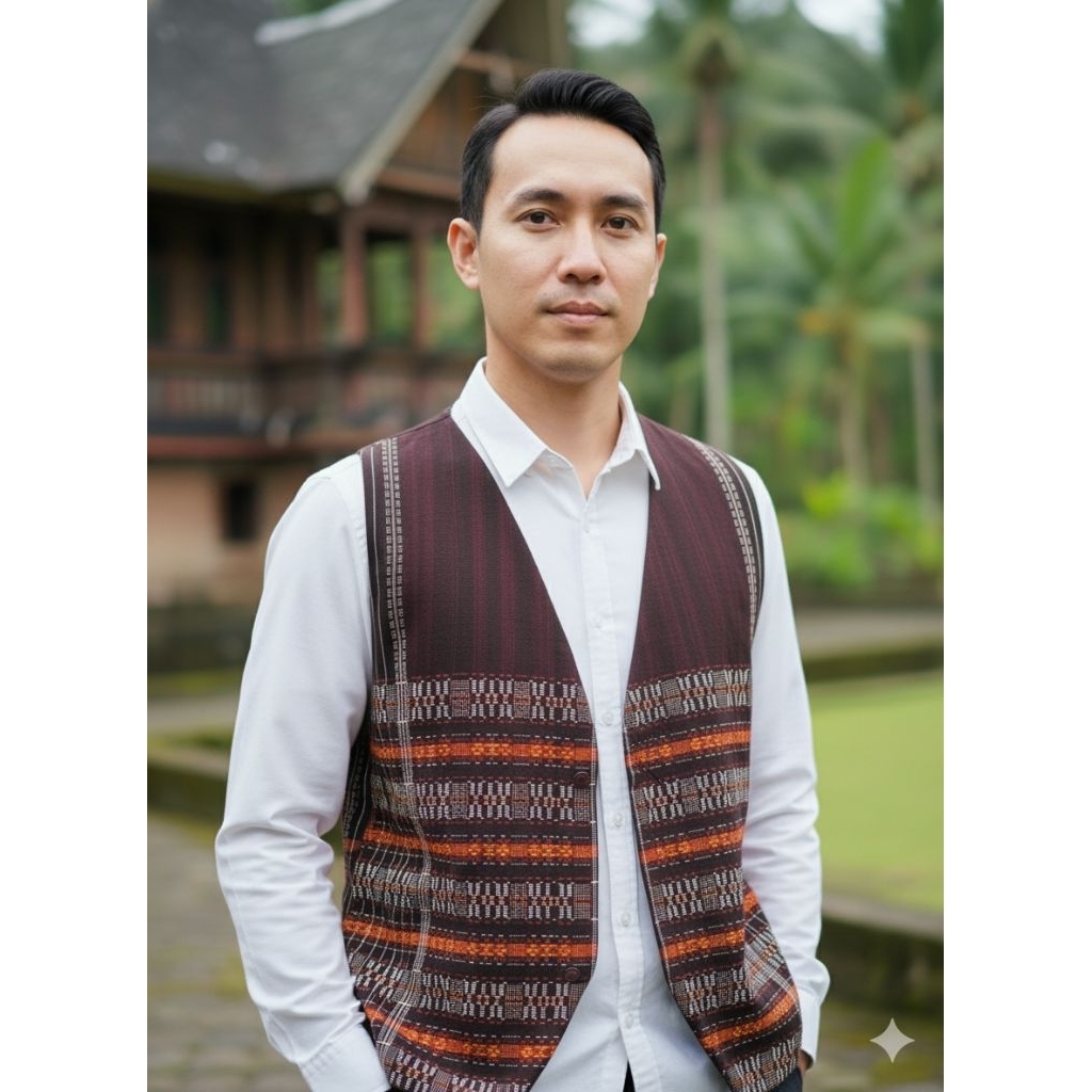 rompi ulos Batak Toba, outer ulos , rompi pria dan wanita dewasa nuansa ulos, rompi ulos vest kekini