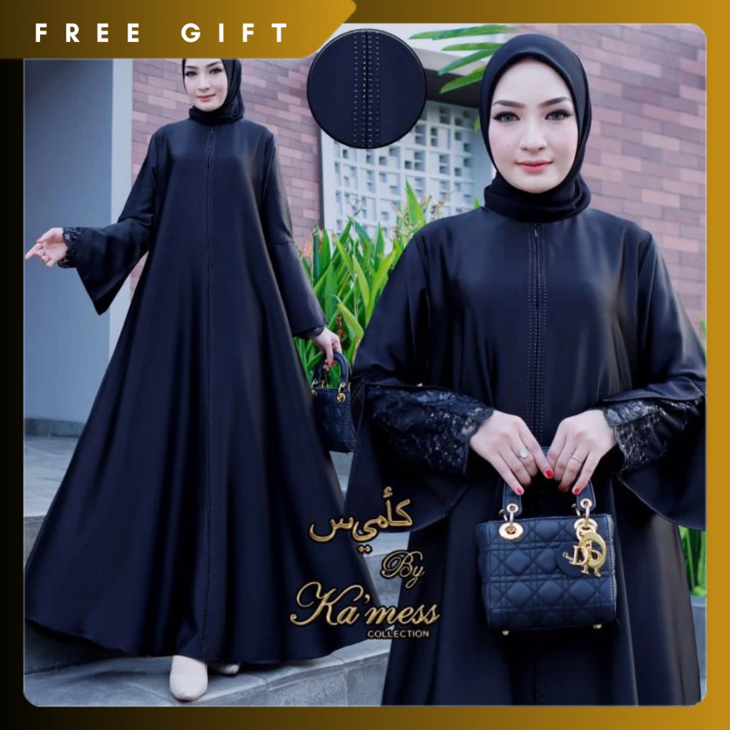 ABAYA SAUDI ELEGAN BAHAN BAMBOO SILK SADIAH / Abaya Mewah Syari Abaya / GAMIS ELEGAN Hitam Kaftan Sa