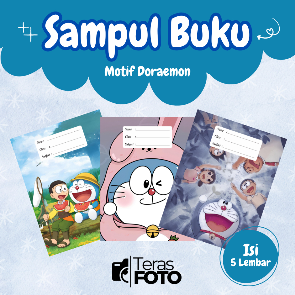 (Isi 5 Lembar) SAMPUL BUKU MOTIF ESTETIK DORAEMON / SAMPUL BUKU TULIS SIDU CAMPUS BIGBOSS / SAMPUL B