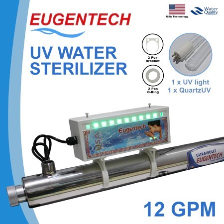 Lampu Ultraviolet Water Sterilizer Eugentech 12 GPM Stainless Steel SS 304