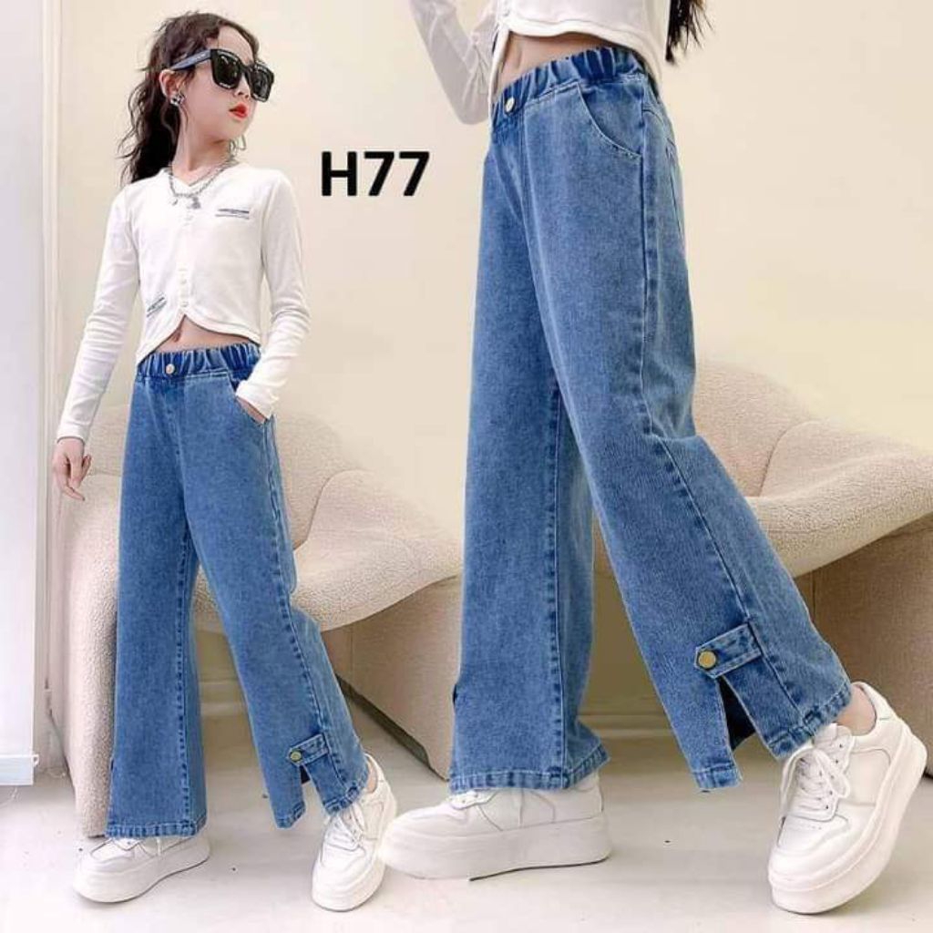jeans anak cewek kulot anak variasi kancing celana anak perempuan usia 6-13 tahun fashion anak cewek