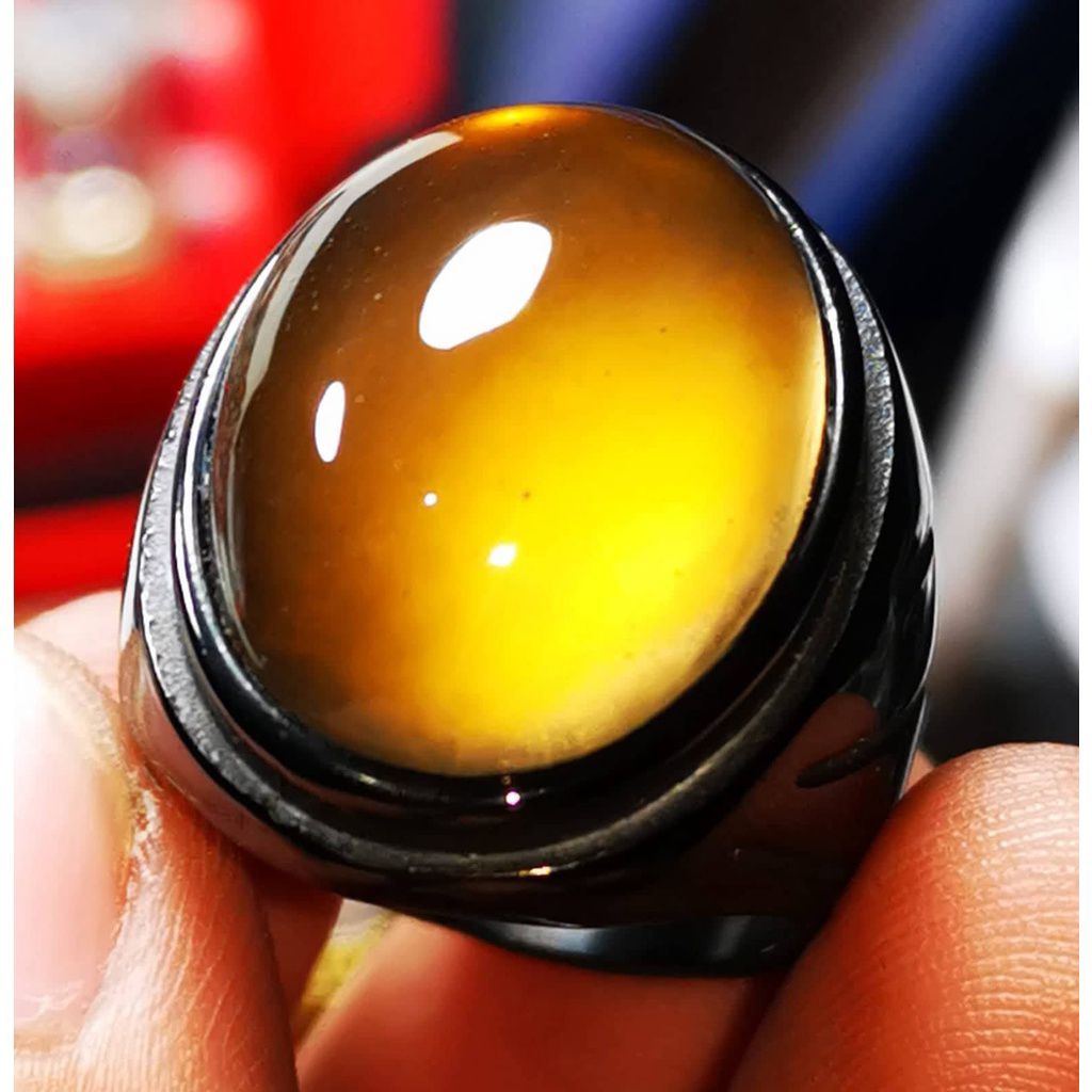 Cincin Batu Akik Asli Natural Bio Solar Neon Kristal
