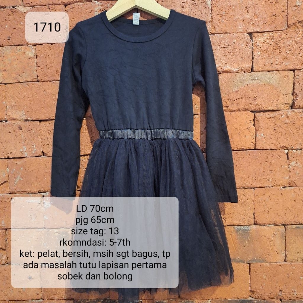 DRESS GAUN WARNA HITAM ANAK 5-7 TAHUN MURAH (1710)