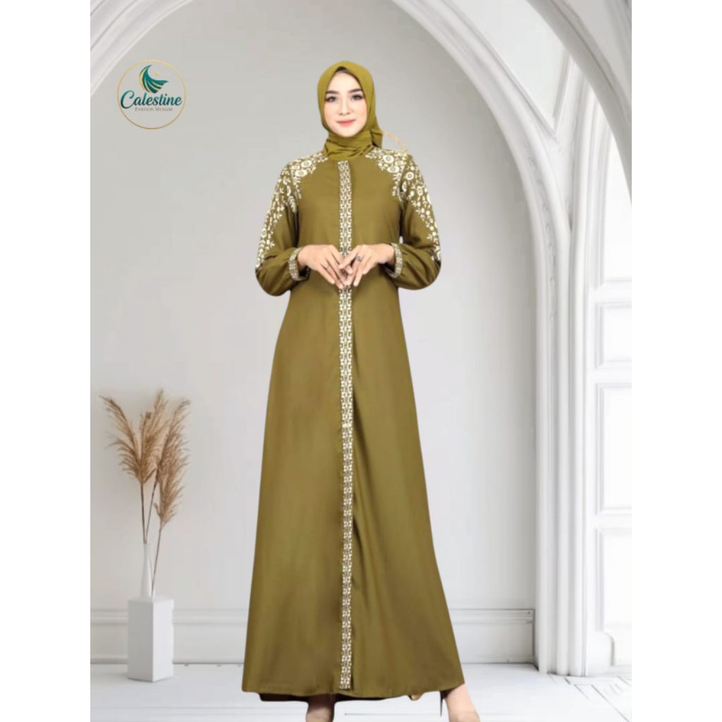 Calestine - Gamis Muslim Bordiran Renata Katun Toyobo