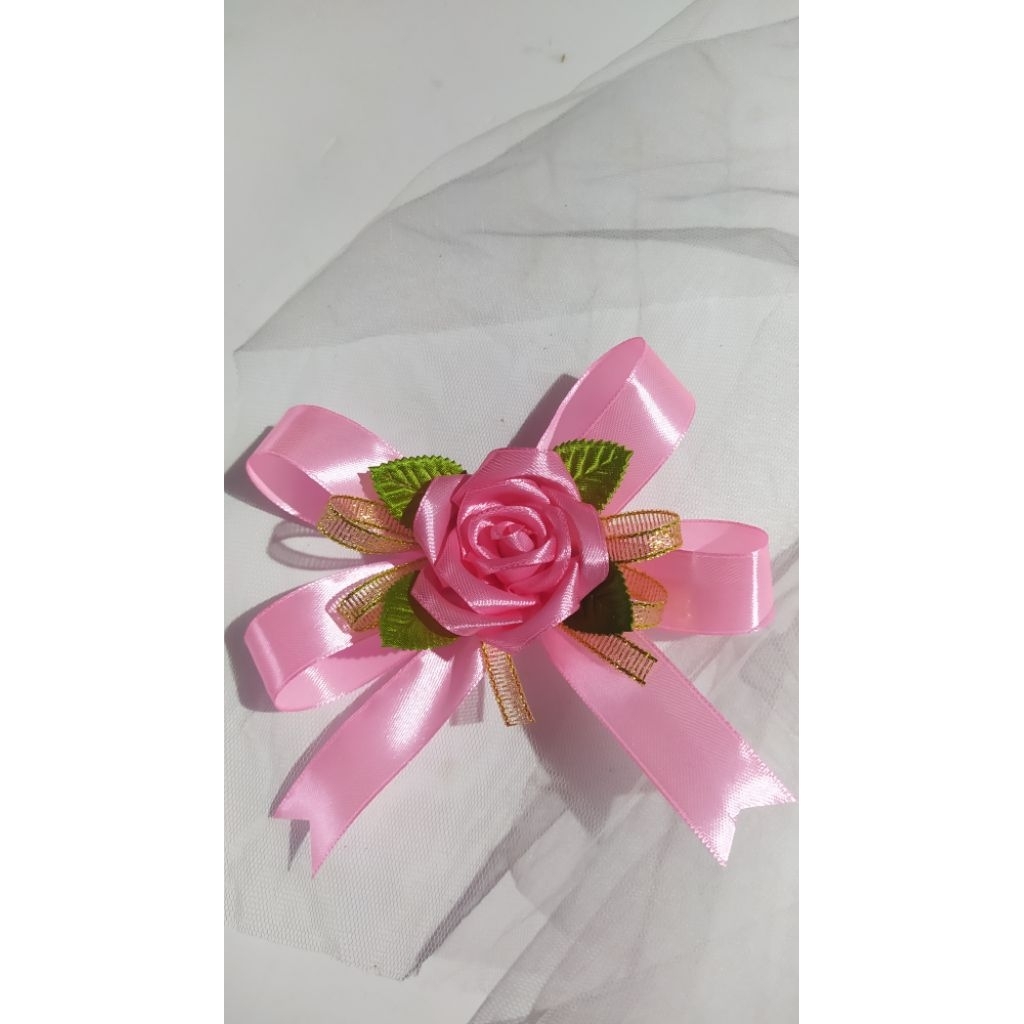 Aplikasi pita satin | Bunga pita satin hiasan hantaran | Hiasan hantaran | Hias parcel