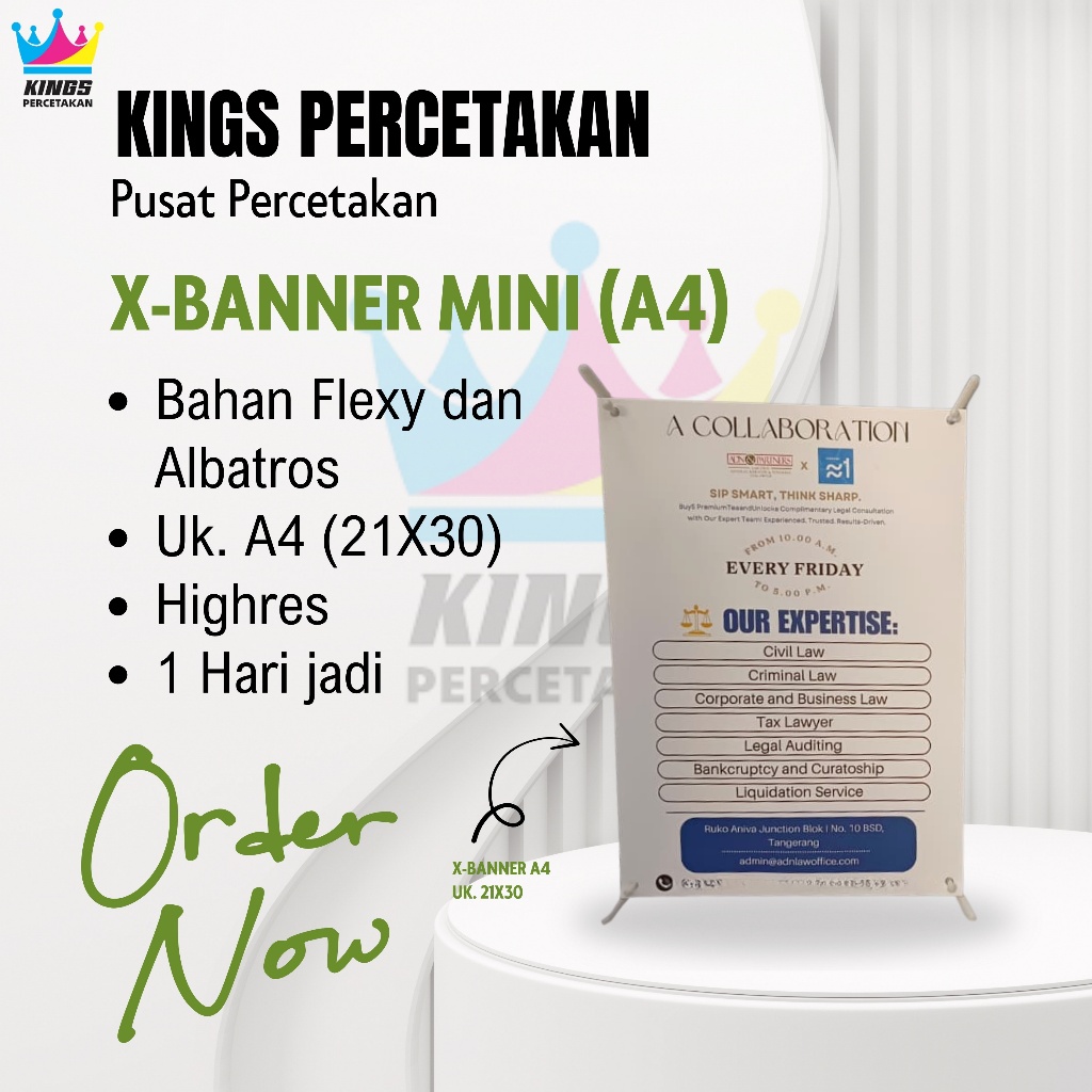 Cetak X-Banner Mini Custom | Stand Banner Mini Display