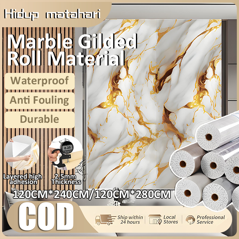 Wallpaper Dinding Marmer Granite Glossy 120cm x 280cm – Mengkilap Tahan Air Ada Lem Mudah Pasang