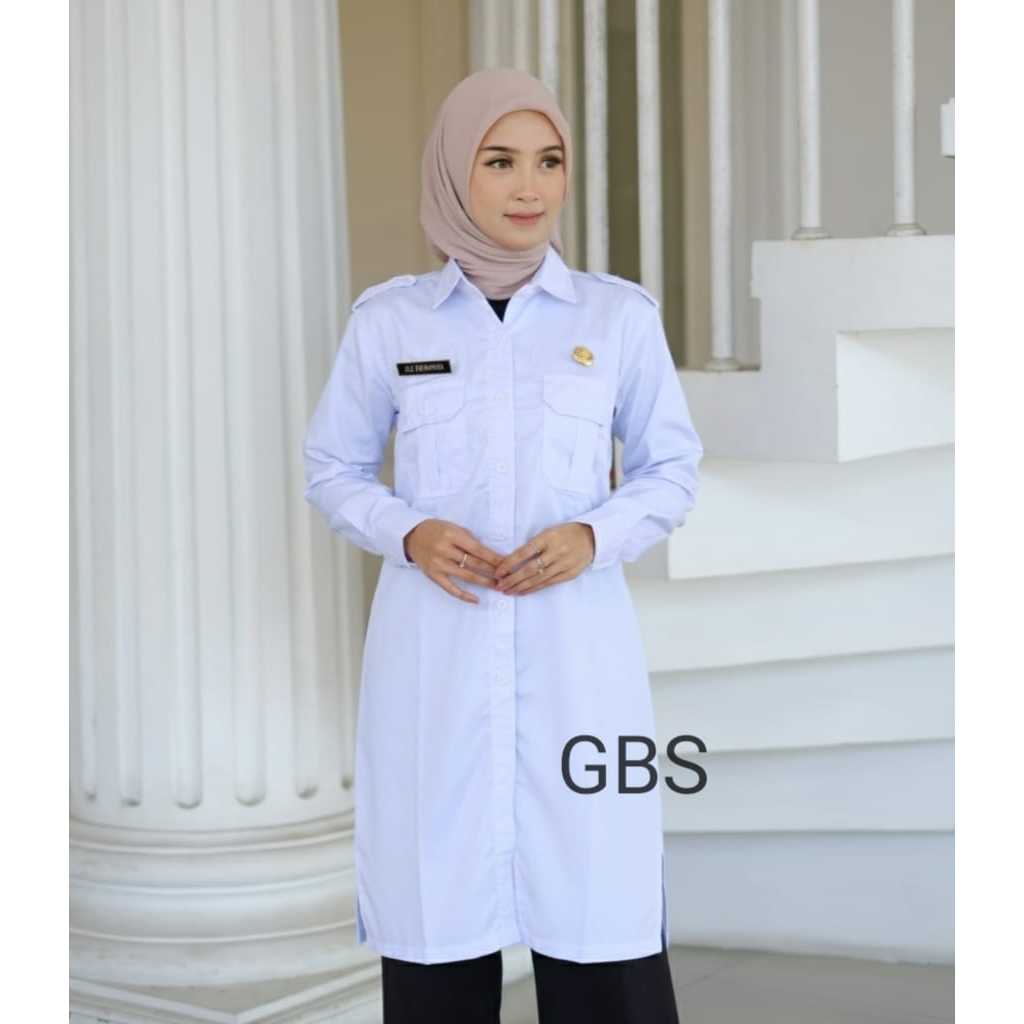 Best Sale Tunik Pdh Wanita Putih Polos Bahan Amerikan Drill Tebal Adem Dan Halus/ Seragam Putih Asn