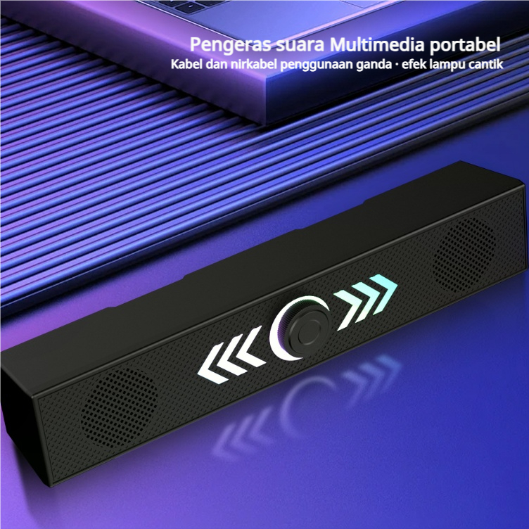 9D Speaker Bluetooth Powerful Bass Stereo Long RGB Lampu LED Speaker Soundbar TV Computer