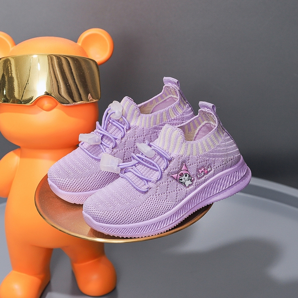 COLLIN Sepatu Anak Balita Perempuan Slip On Rajut Sneakers Tali Hidup KUROMI - LX100-M (22-26)