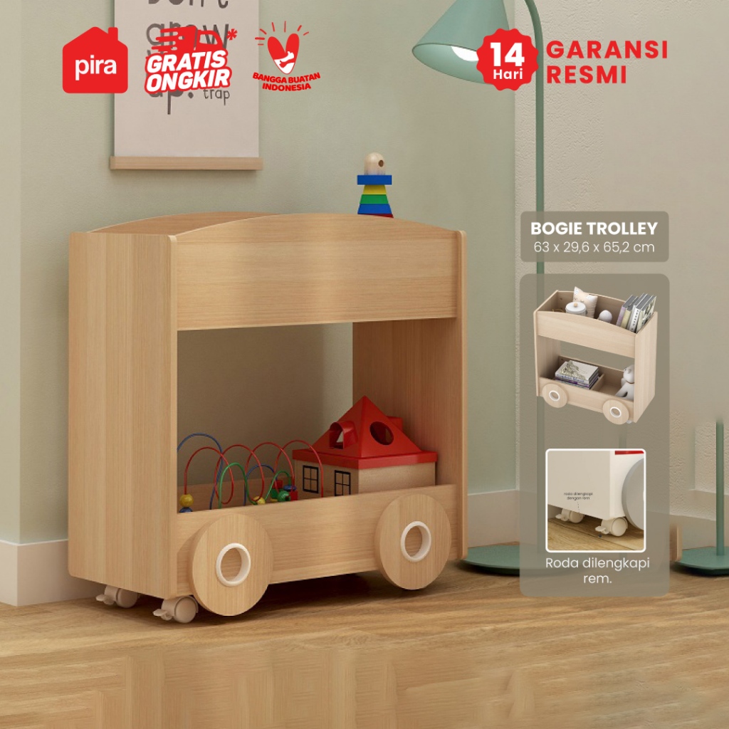 Pira Kids - Bogie Trolley Penyimpanan Mainan Anak dengan Roda