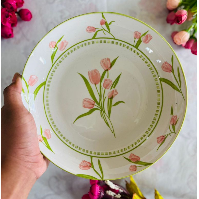 PIRING KERAMIK MOTIF SAKURA JEPANG 8” inc atau 20cm