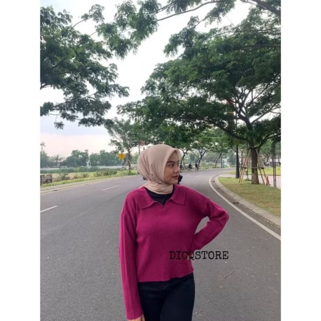 SWEATER RAJUT WANITA MAGENTA