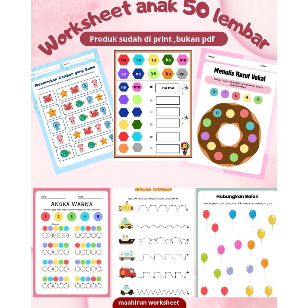worksheet cooding anak 2-7 tahun