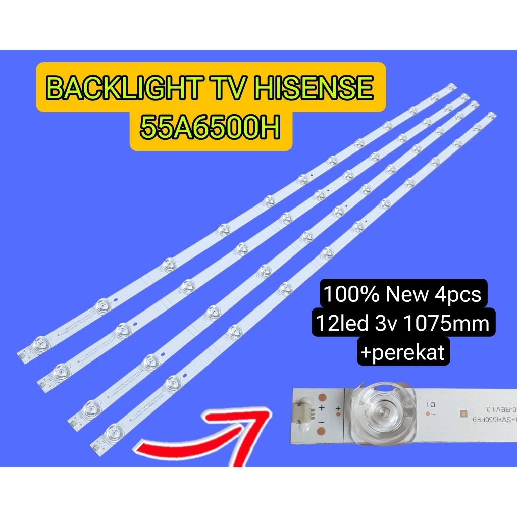 LAMPU LED BACKLIGHT BL TV HISENSE 55A6500 55A6500H 12LED