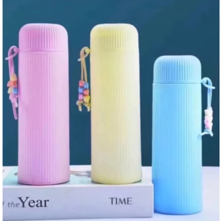 Botol Minum Kaca Plastik Lucu 380ML Tali Aman || Botol Air Kaca Plastik 380ML Tali Anti Tumpah