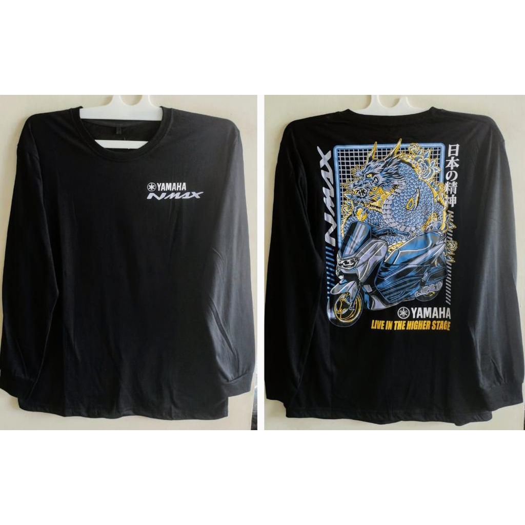 Kaos T-shirt Lengan Panjang Warna Hitam Motor Yamaha Nmax
