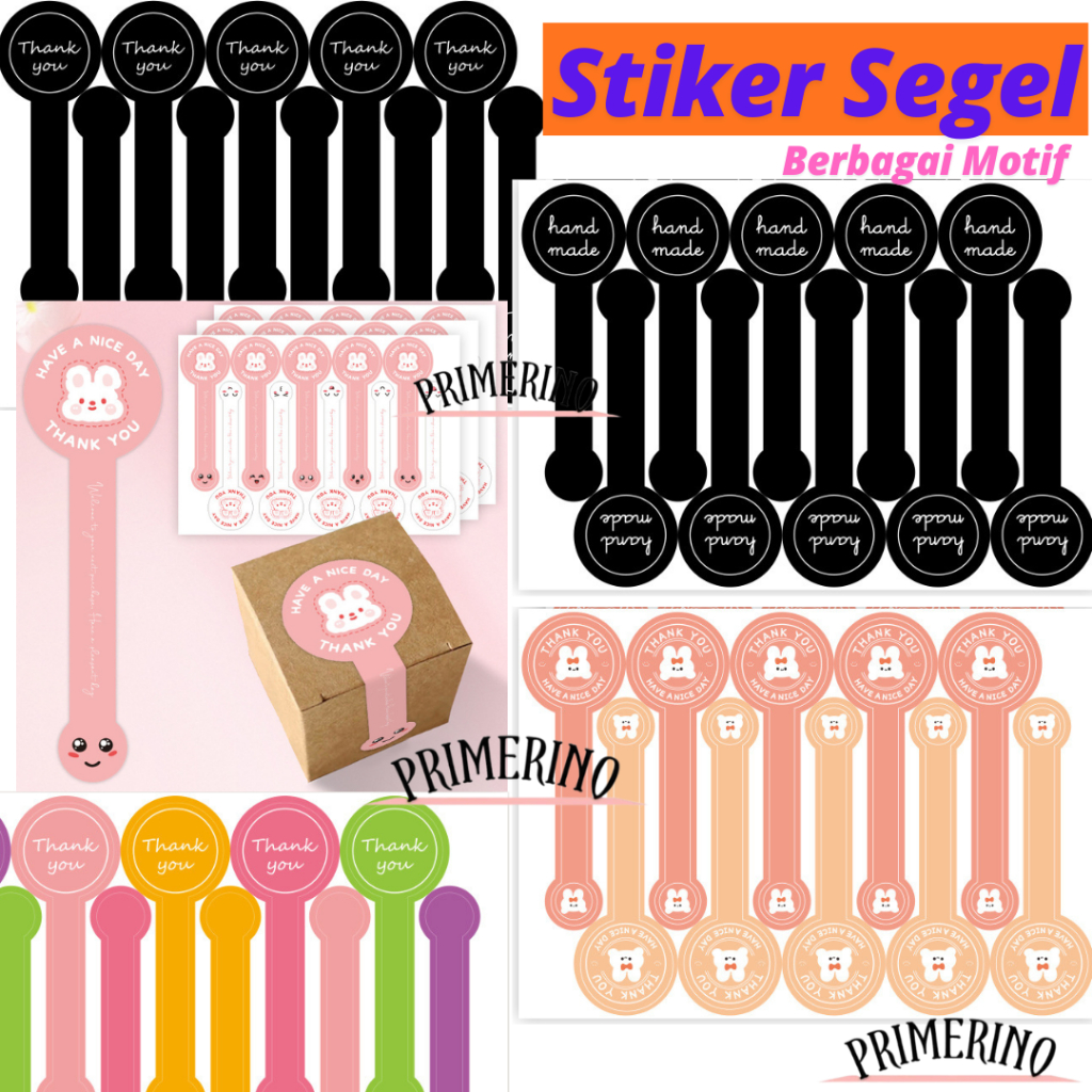 100 Pcs Sticker Segel 3x10cm Packing Kemasan Thank You Handmade Stiker Seal Box Panjang Segel Makana