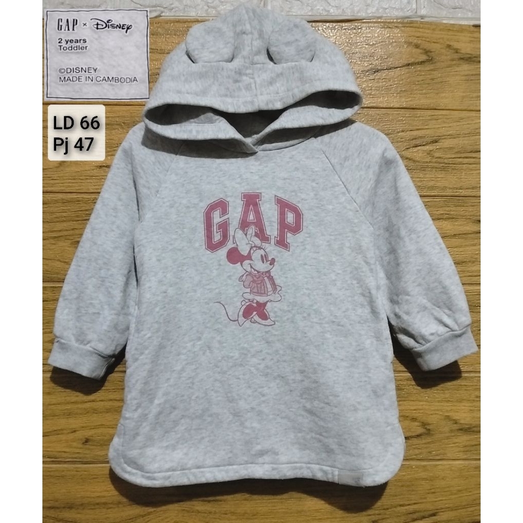 PL tunik hoodie kuping Minnie mouse Gap Disney 2tahun