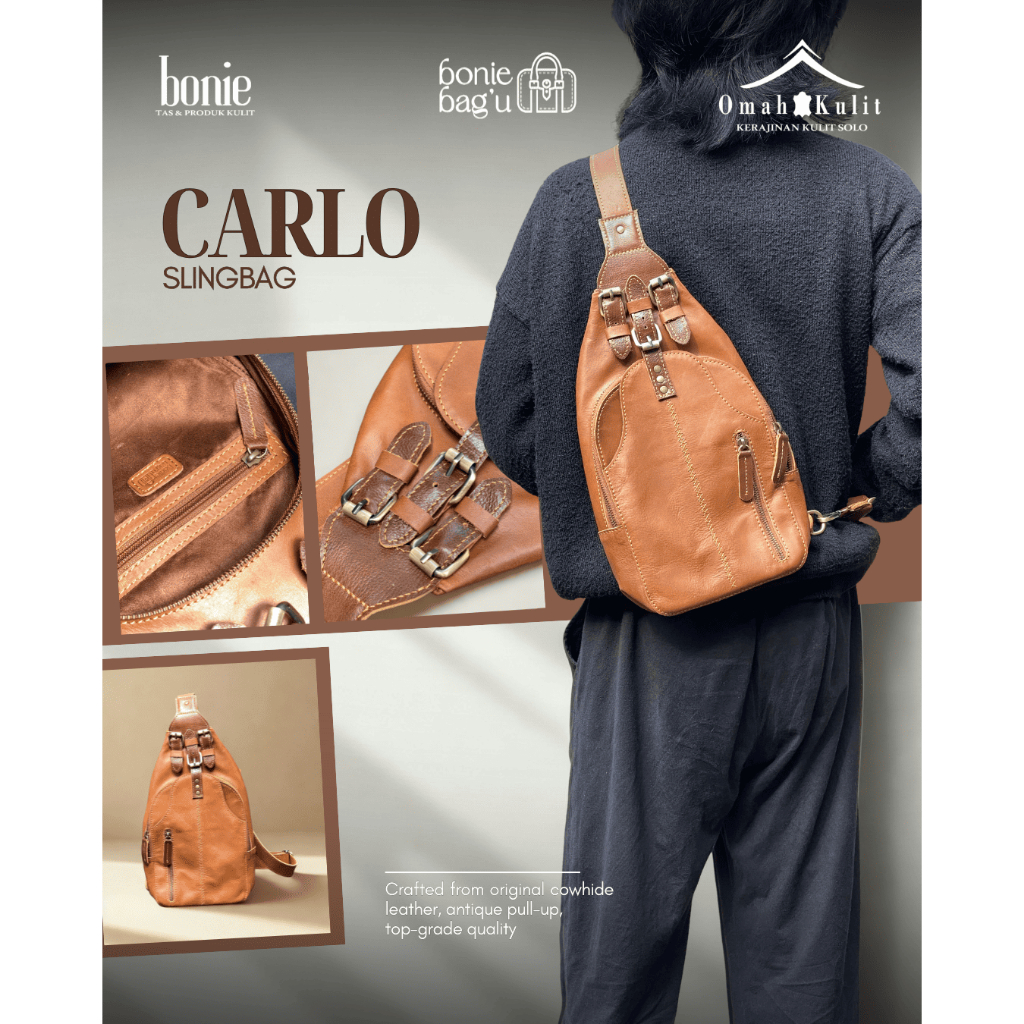 Tas Kulit Pria | Tas Kulit Asli, Tas Pria, Tas Selempang Pria [ CARLO | Bonie Leathercraft Solo ]