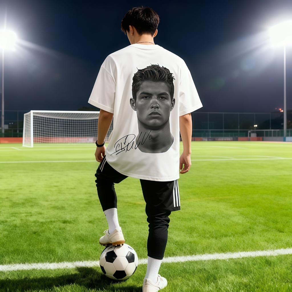 Kaos T Trend Tanda Tangan dan Potret Cristiano Ronaldo