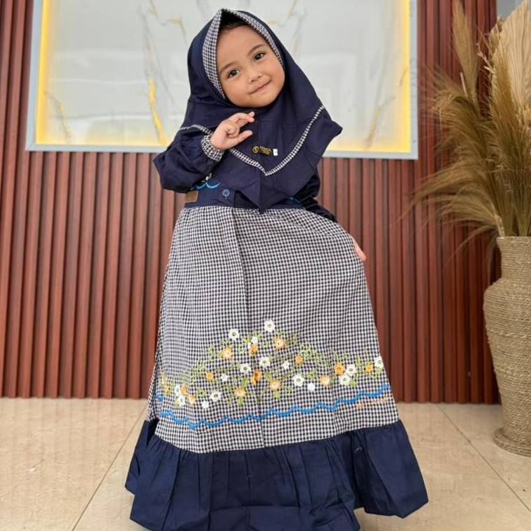 Gamis Amanda Syakila Kids Bordir Katun Twill Premium Mix Katun Haruka