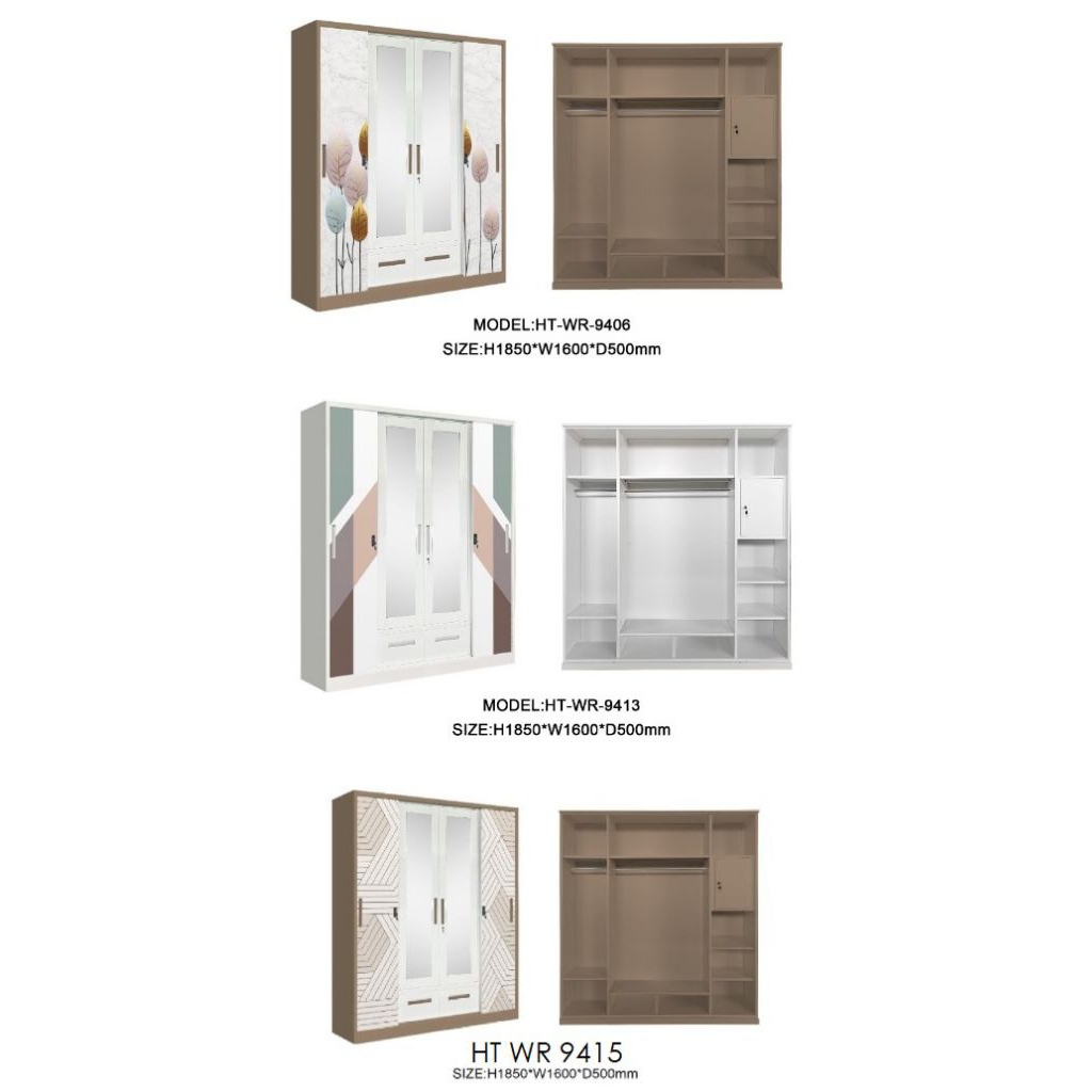 Lemari Pakaian Besi Sliding 3 PintLemari Pakaian Besi Sliding- 4 Pintu - 5 Pintu Lemari Baju Besiu -