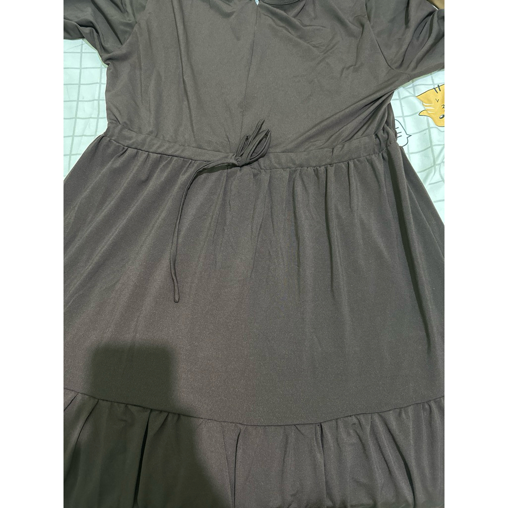 Preloved Gamis Umpak Bahan Jersey Tebal Warna Coklat Tua