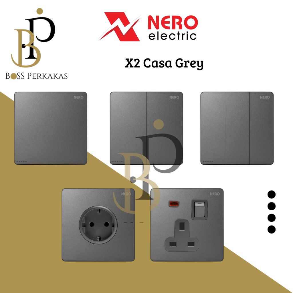 Nero Casa X2 Grey Saklar Stopkontak Inbow // Stopkontak Saklar Nero Casa X2 Grey