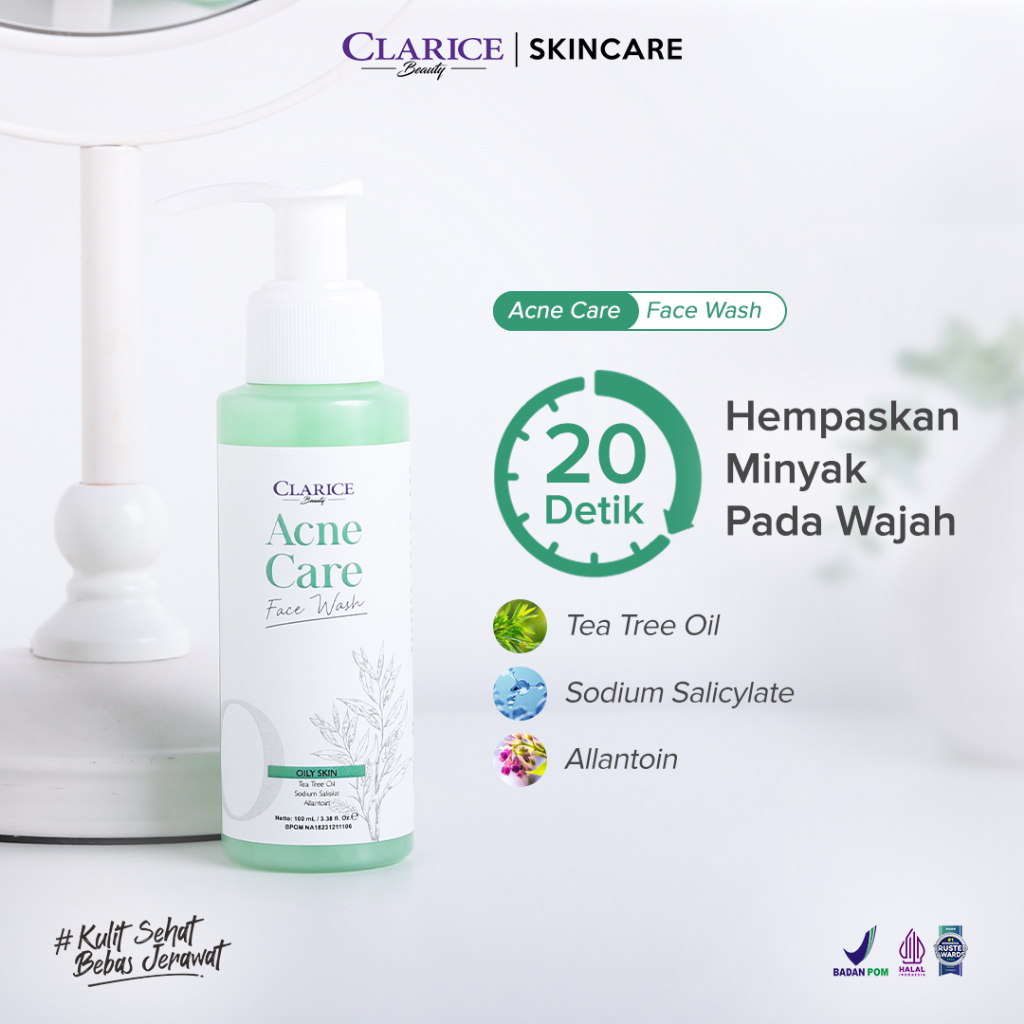 CLARICE BEAUTY Face Wash Tea Tree Oil Sabun Cuci Muka Jerawat | Face Wash Acne | Sabun Muka Berminya