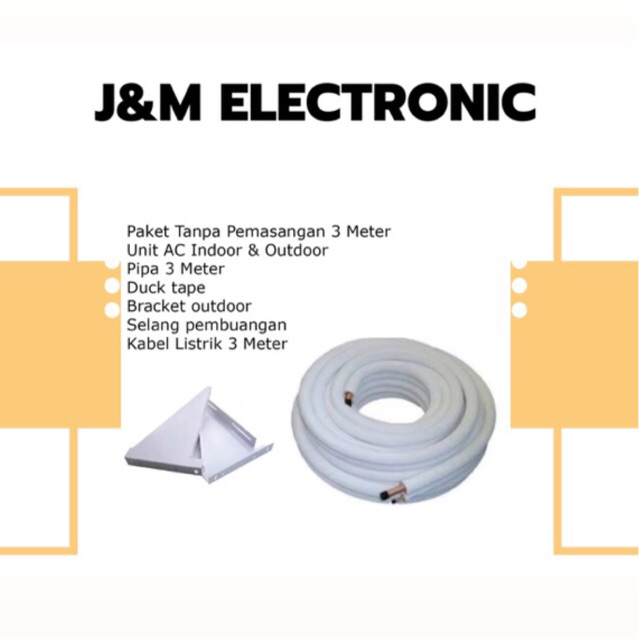 spare part meter Paket instalasi pendingin ruangan 3 meter isi pipa tembaga kabel listrik selang dra