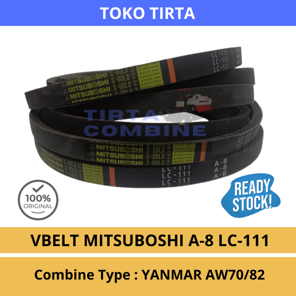 Tali Kipas / Vbelt A8 LC111 Mitsuboshi. Combine Harvester Yanmar AW70 / AW82v